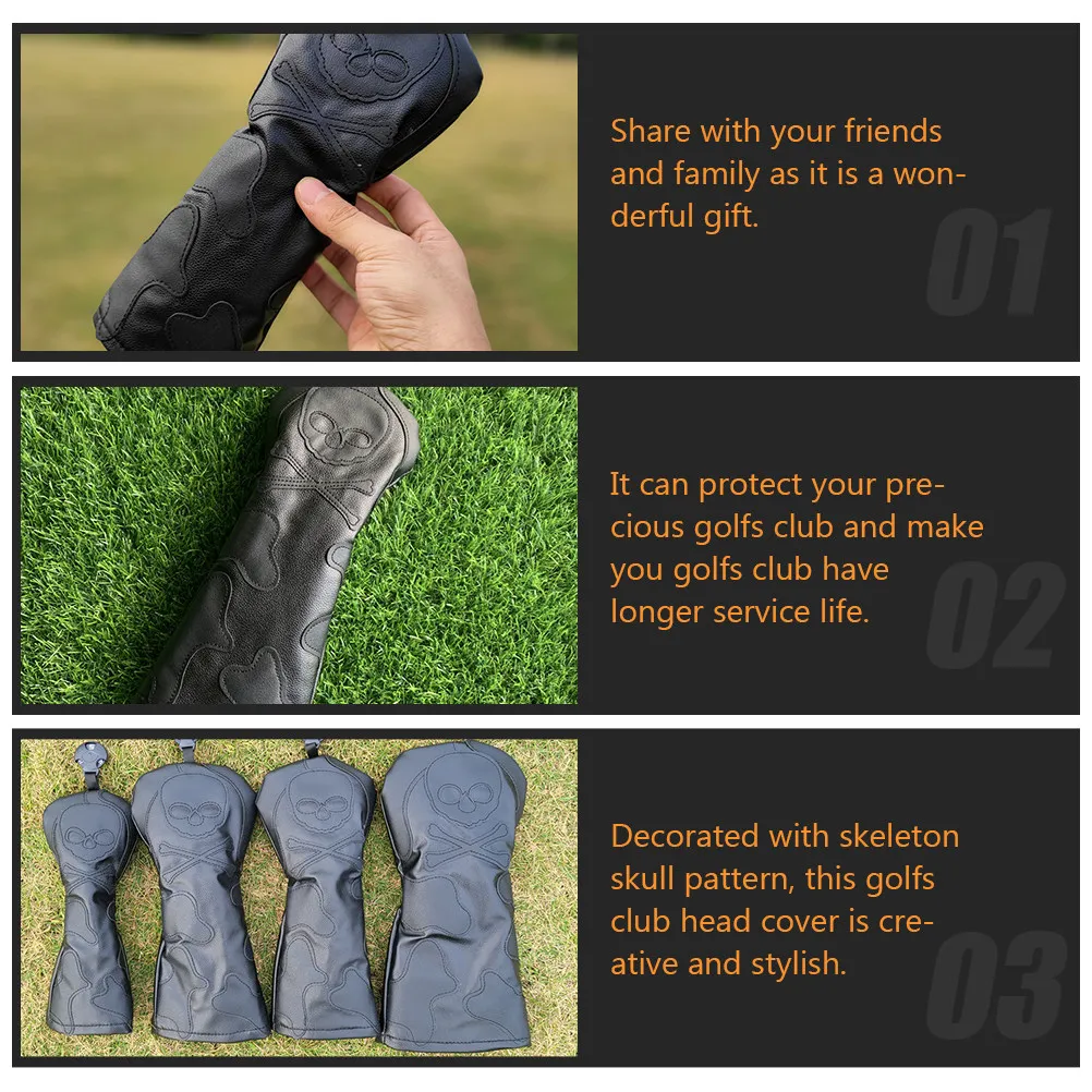 1Pcs Creative Skull Golfs Club Head Cover Premium PU Long-Lasting Protection Stylish Organizer Unique Gift