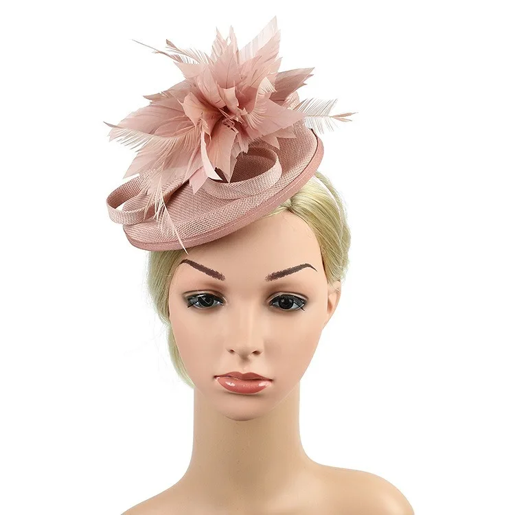 Chapéu Phillbox Fascinador de penas para mulheres, chapéu elegante para banquete, cerimônia de casamento, Kentucky Derby Tea Party