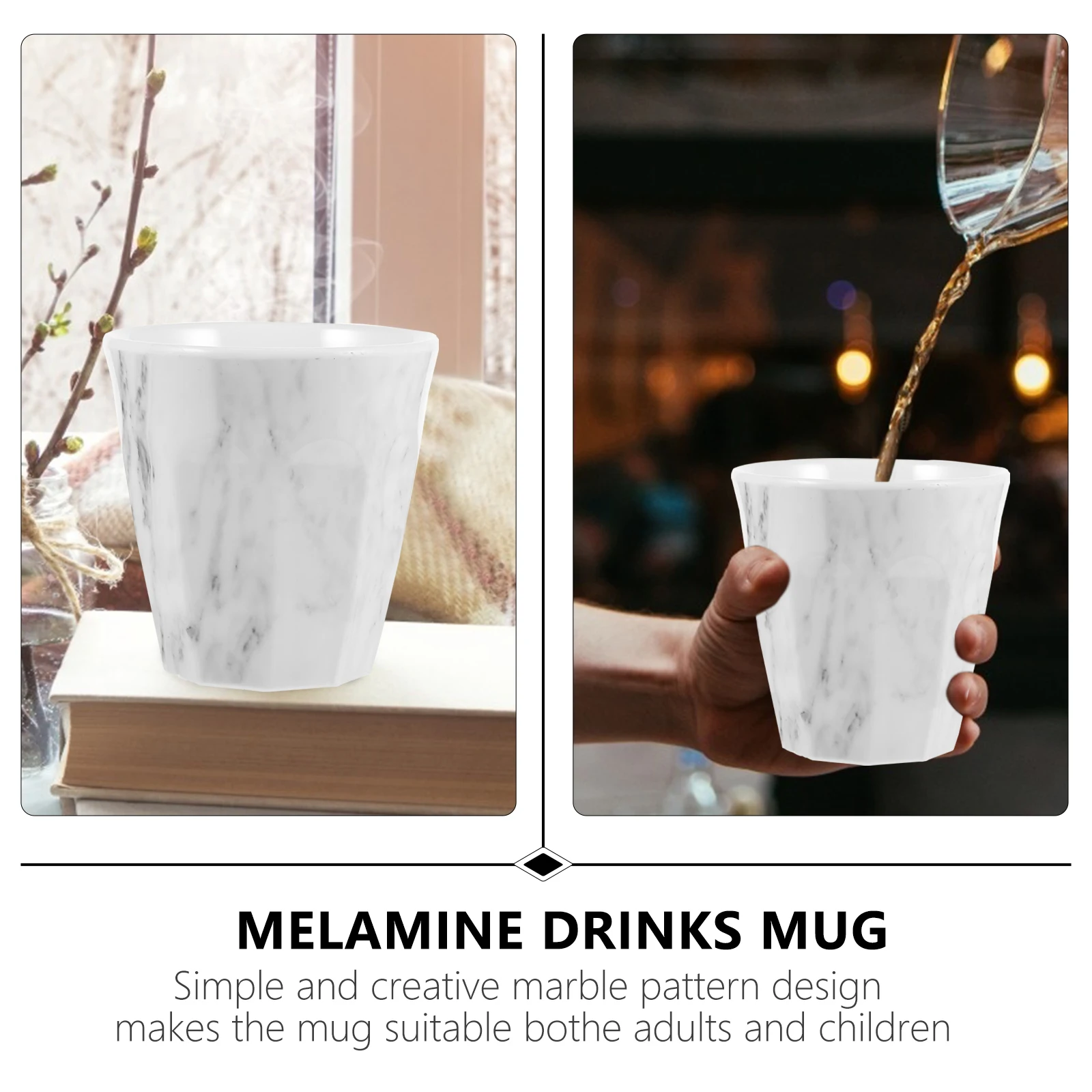 

Marble Pattern Melamine Coffee Cup 270ml White Heat Resistant Safe for Home Office Cafe Suitable Christmas Gift