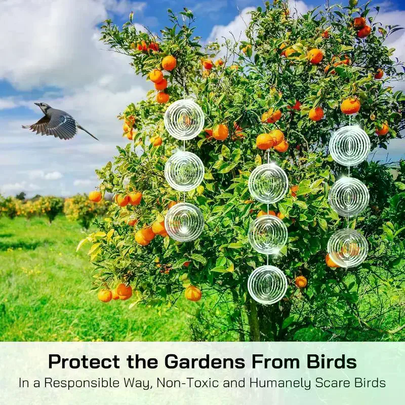/TPz/Reflective Bird Repellent With Hook 3D Rotating Heart Wind Chime Bird Deterrent Farm Garden Hanging Decor Stainless Steel