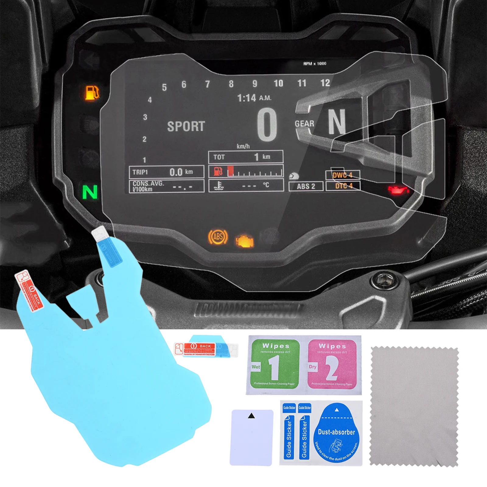 

1 Set Transparent Motorcycle Cluster Screen Film Protector for Ducati Multistrada 950 1200 1200S 1260 S 15-18 Wear-Resistant