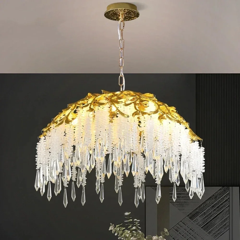 Modern Crystal Ceiling Chandeliers 60cm 76cm Round Lighting Gold for Kitchen Island Living Room Dining Room Ceiling Lamp 2024