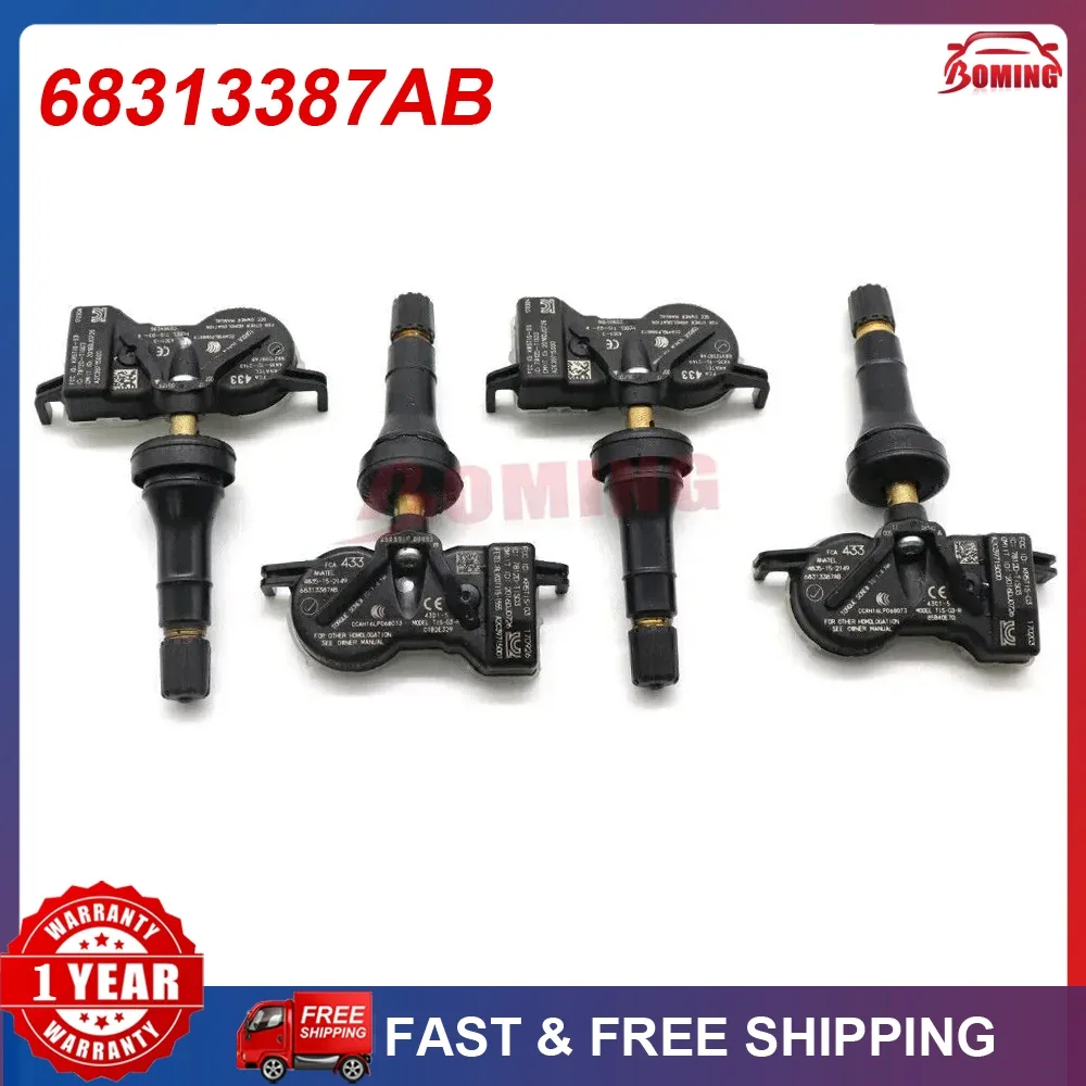 4PCS 68313387AB TPMS Tire Pressure Sensor For Dodge Durango Dart Jeep Chrysler Pacifica 200 Grand Cherokee Renegade Fiat 433Mhz