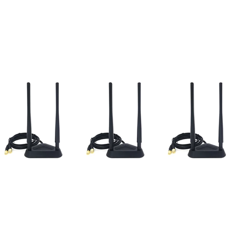 

3X 2.4G/5G Dual Frequency Extension Cable Antenna Router Wireless Network Card 8Db Sma Antenna Magnetic Suction Base