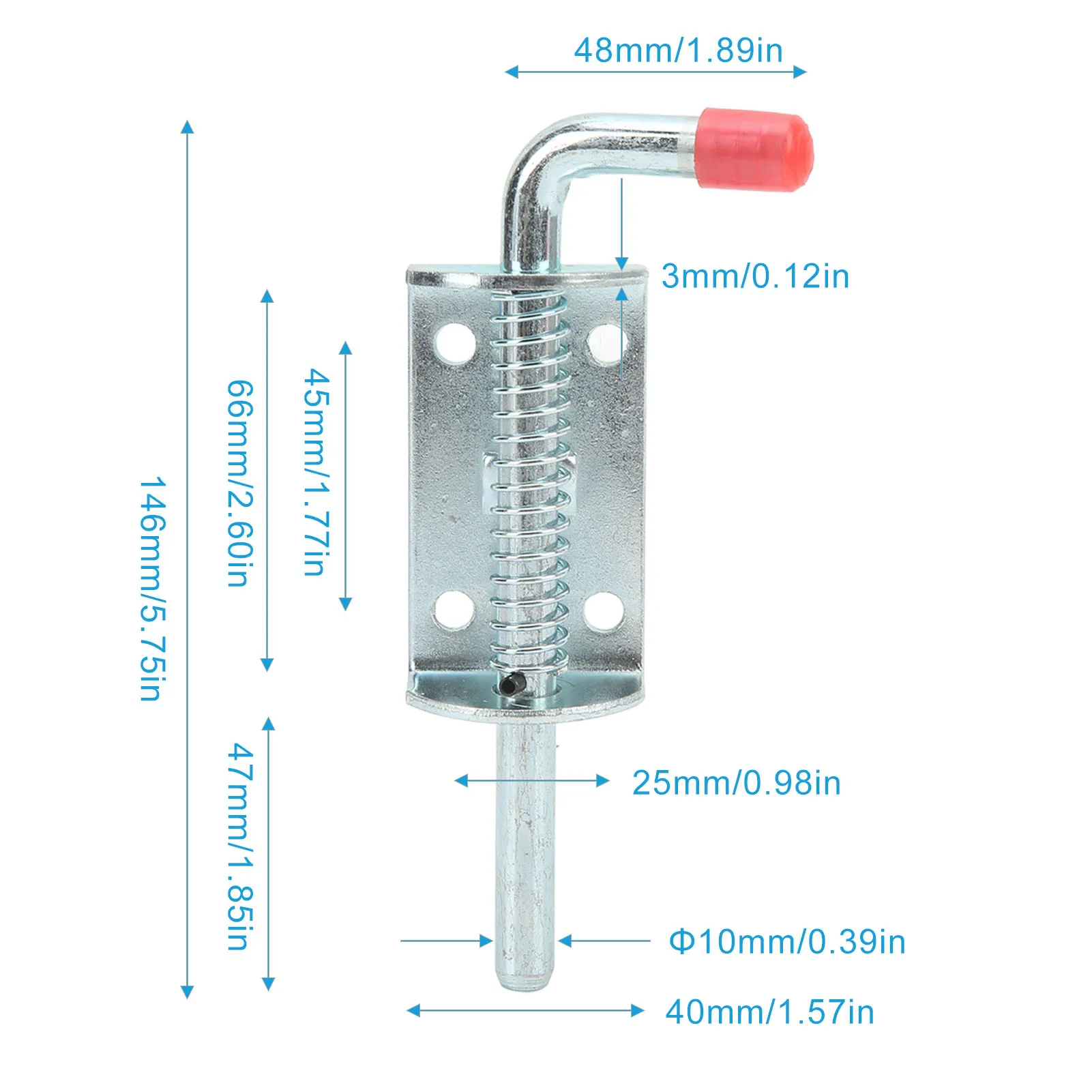 Laufbolzenriegel, Anhänger-Federstiftriegel aus Eisen, verzinkt, 10 mm Durchmesser, Laufbolzenriegel für Anhänger, Wohnmobile, Wohnwagen