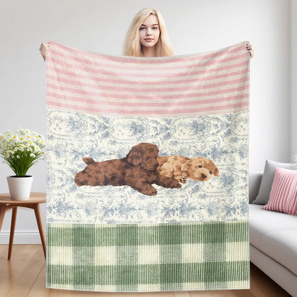 Tender Pups Flannel Blanket Warm Soft Halloween Christmas Couch Warm Cozy Decorative Decor Gift for All Season