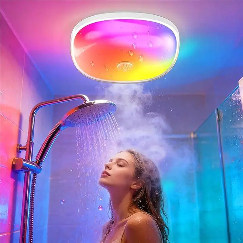 

A93Z Bathroom Mood Lighting With Touch Remote-Control-IP65 Waterproof Rechargeable Shower Light-6" 300LM Brightness, 16 Color Op