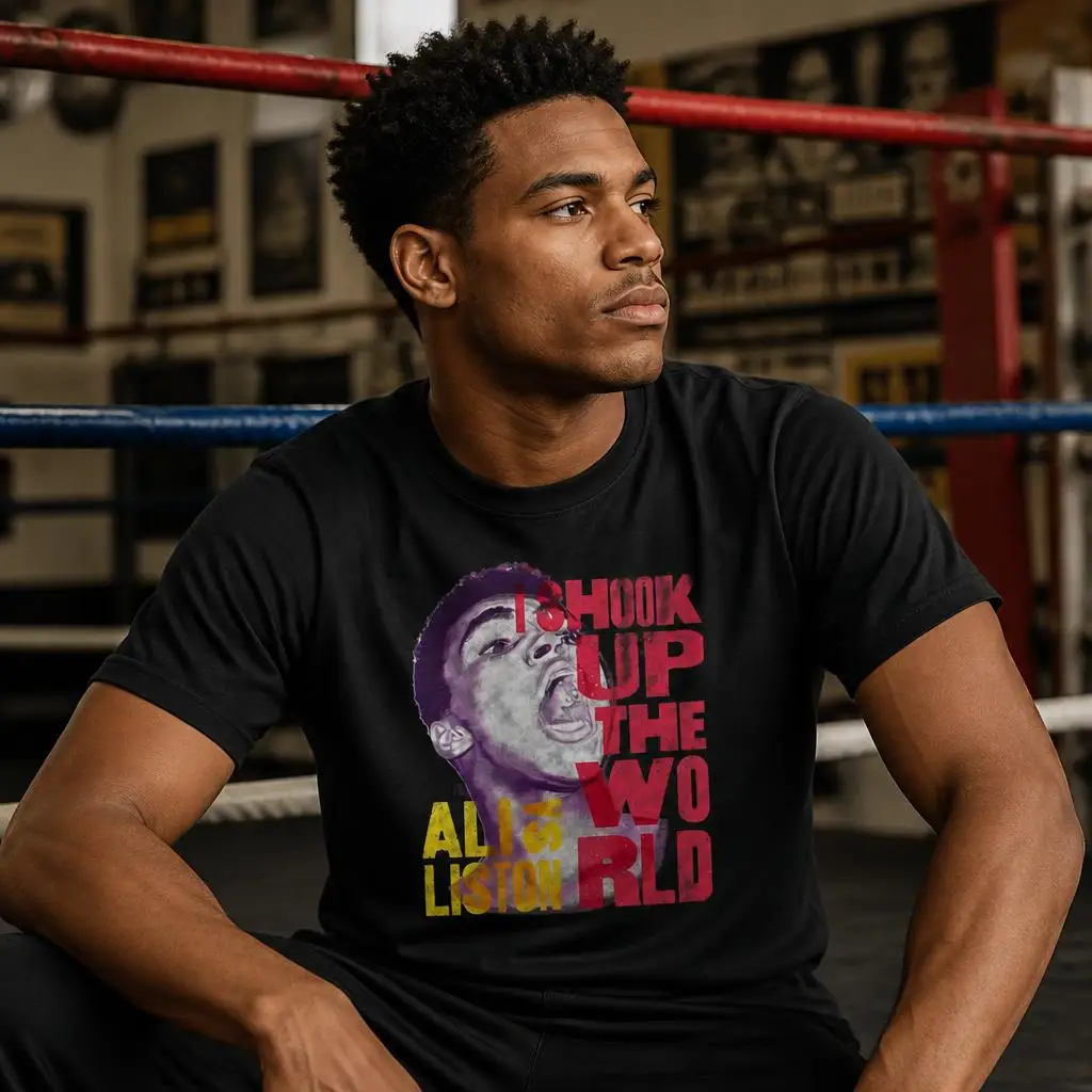 Shook The World Muhammad-Alis T Shirts Casual Tees Short Sleeve Round Collar T-Shirt Pure Cotton Tops