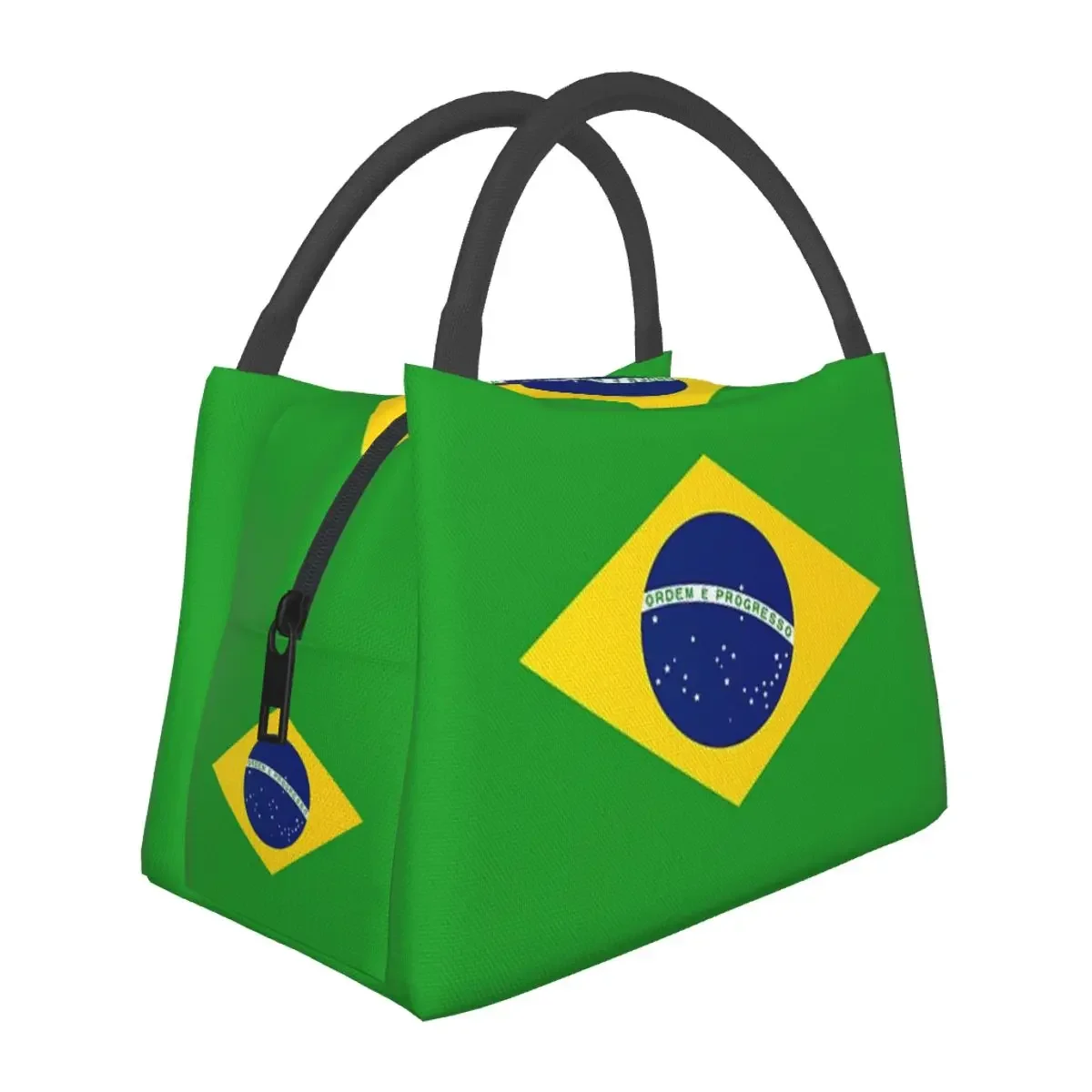 Brazil National Flag Lunch Bags Insulated Bento Box Portable Lunch Tote Picnic Bags Cooler Thermal Bag for Woman Girl Work