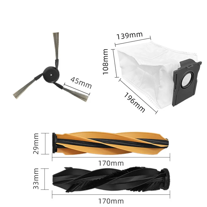 لـ (Dreame D20 Pro Plus / Dreame D20 Pro / MOVA Z60 Ultra Roller Complete) فرش جانبية رئيسية ملحقات أكياس الغبار