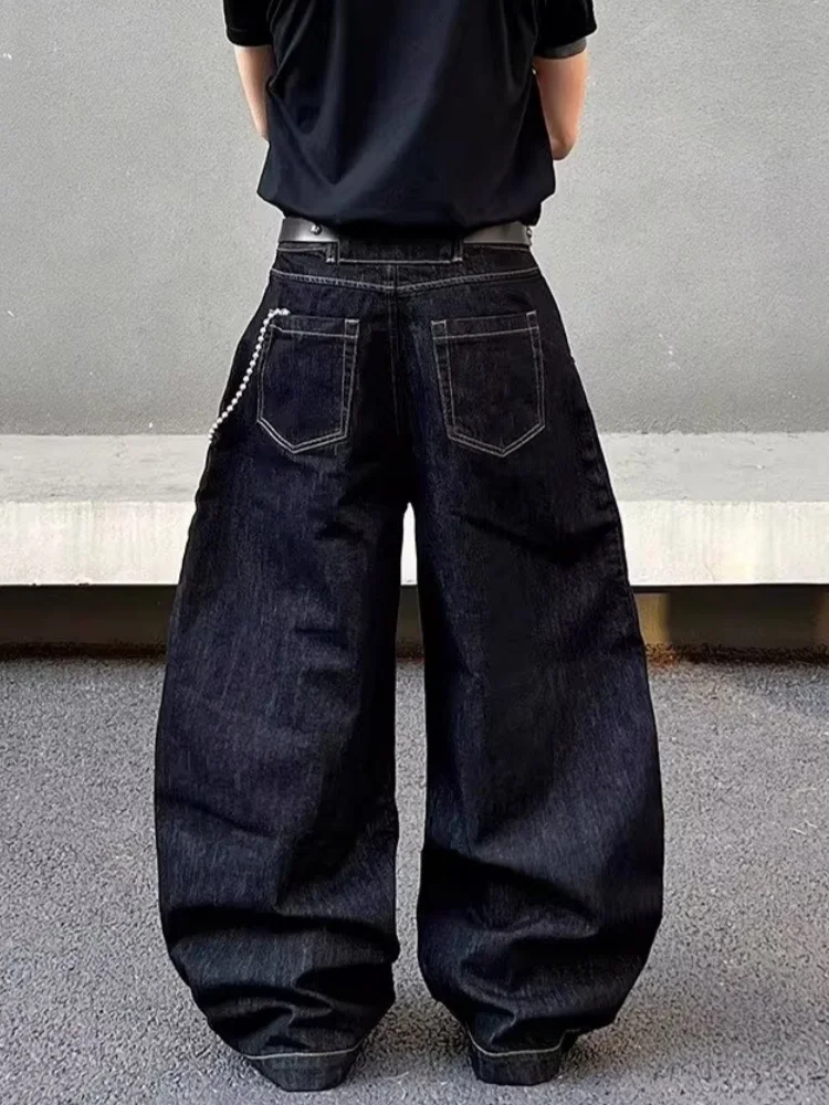 2026 Cyber Y2K Streetwear Button Fly Black Baggy Jeans Pants For Men Clothing Wide Leg Cotton Loose Long Trousers Pantaloni Uomo