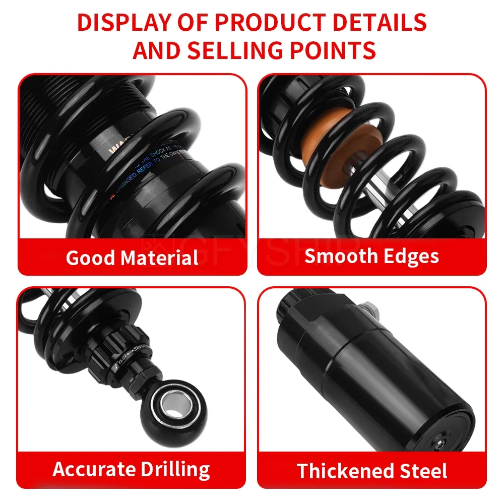 

FLHT FLTRX Motorcycle For Harley Touring Models 2025 2026 FLHR FLHX Adjustable Rear Suspension Shocks Remote Reservoir Shock