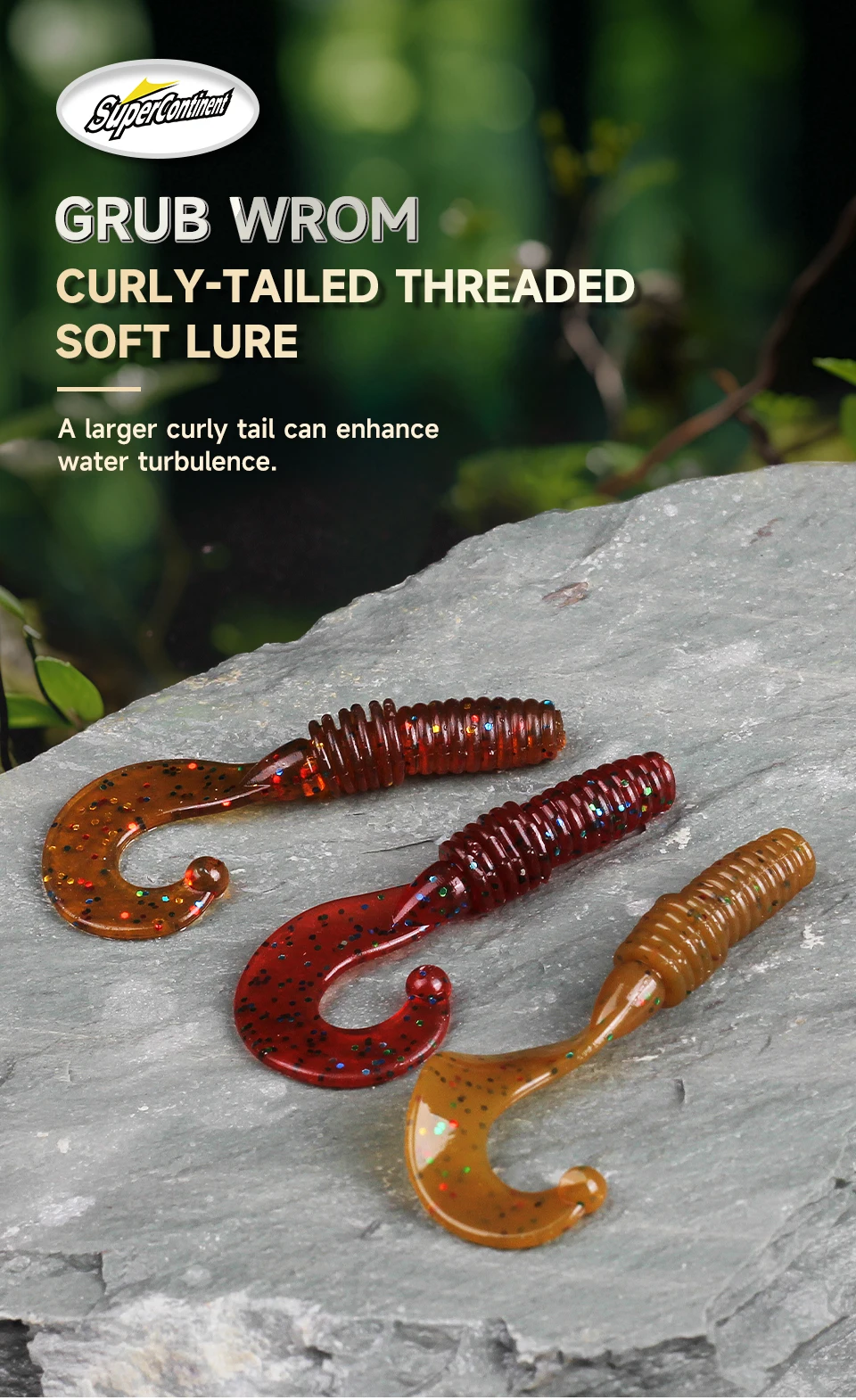 Supercontinent Power Mace 4cm Grub Weichköder Grub-Wurm Künstlicher Köder Wobbler Swimbait für Barsch und Forelle – Detail 1