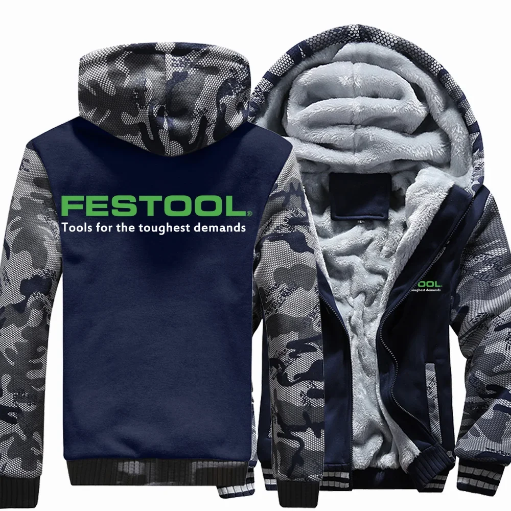 New Winter Men Fashion Festool Tools Logo Hoodies Jacket High Quality Casual Wool Liner Fleece Sweatshirts Male Hoody Coat