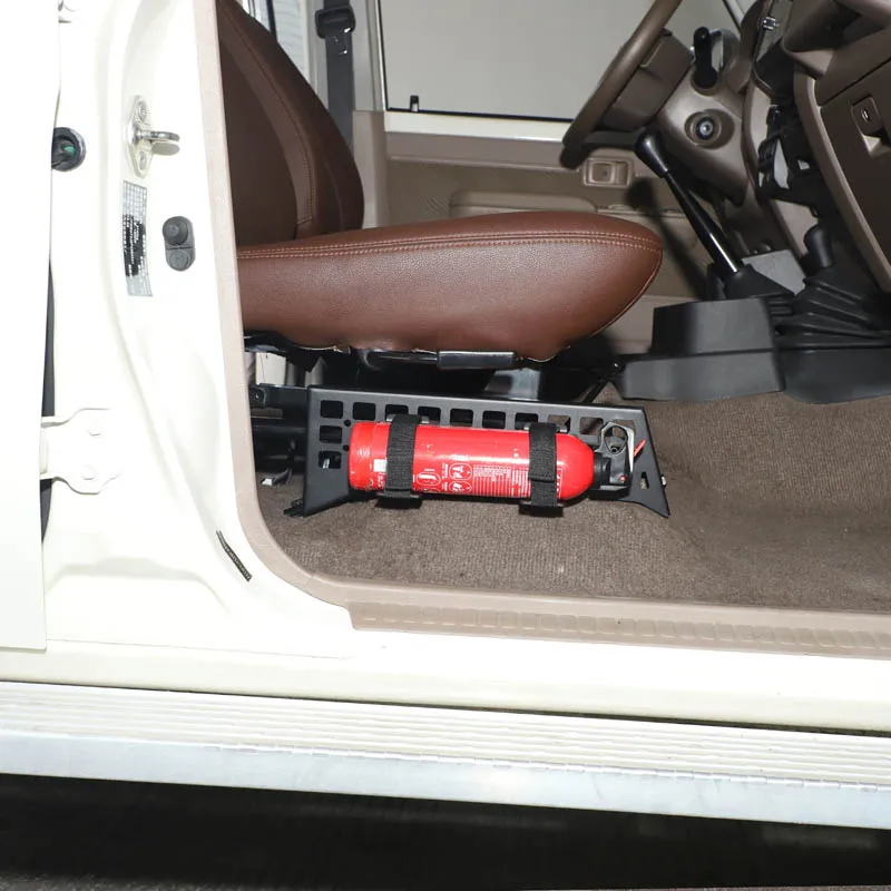 Carbon steel Black For 2007+ Toyota LC71/LC76/LC79 Fire Holder Adjustable Extinguishers Mount Holder Passenger-Side Seat