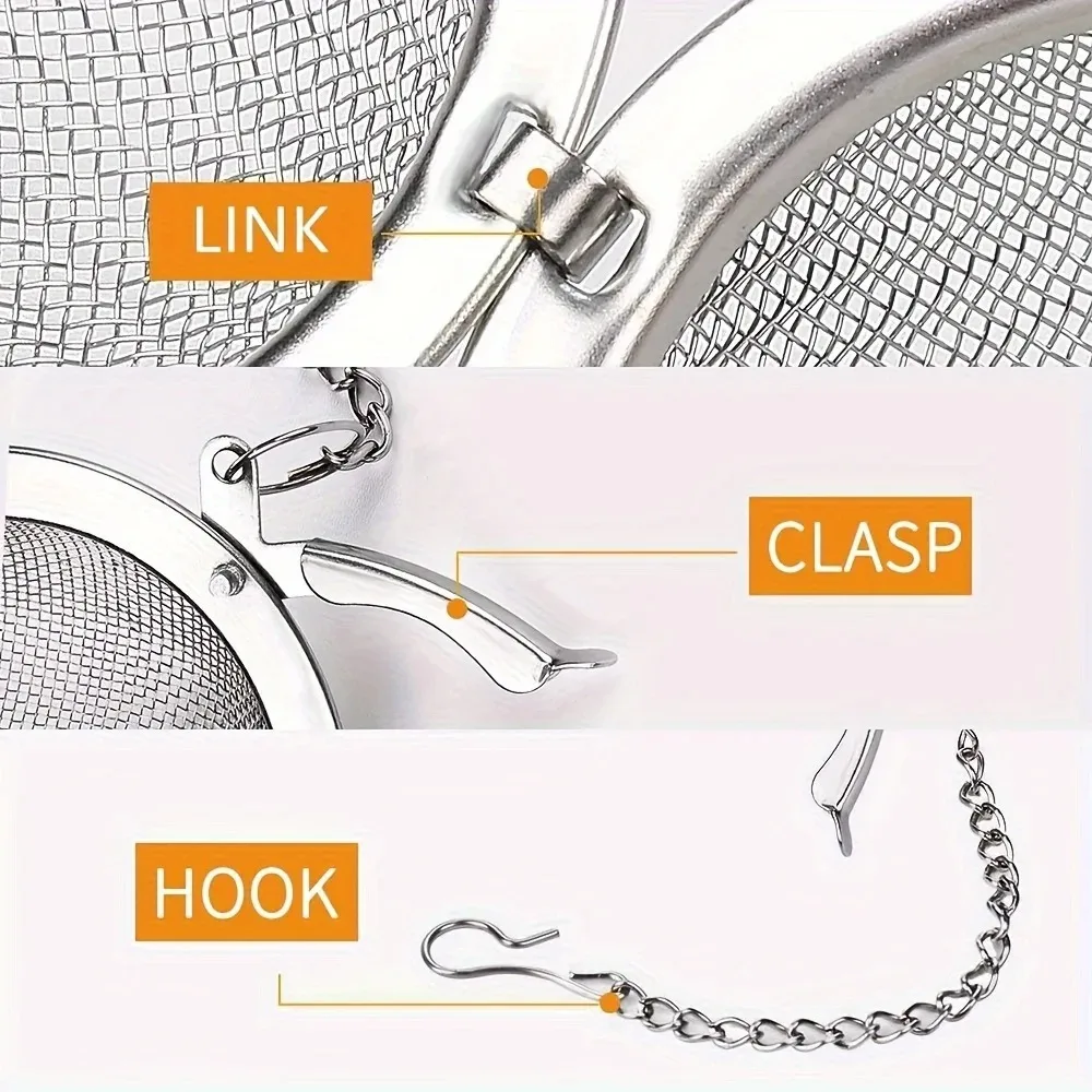 1PC/304 stainless steel flavored filter ball, tea filter ball, soup filter ball with extension chain hook2026