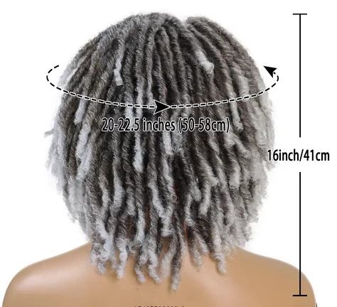 Synthetic Braided Wigs for Women Locs Crochet Twist Hair Short Afro Wig Ladies Dreadlock Wig Ombre Grey Daily Curly