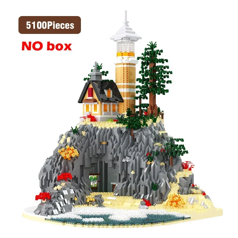 5100stk Vuurtoren Eiland Bouwstenen Vuurtoren Model Bakstenen met Licht Kinderen Speelgoed Kerstcadeaus Assemblage Architectuur Set
