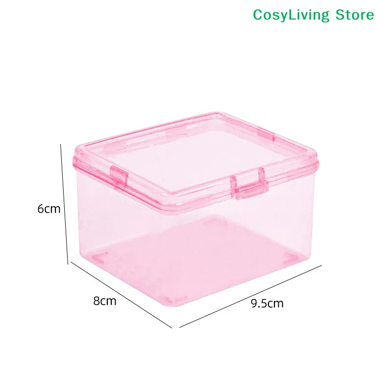 Transparent Storage Box Small Card Photo Plastic Pink Blue Storage Box Office Desktop Storage Box Classification Box Stationery