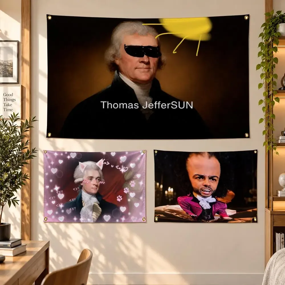 History T-Thomas Jefferson Flags Banner Decor for Bedroom,Garden,Party,Club,Gaming Room,Garage Fan Gift