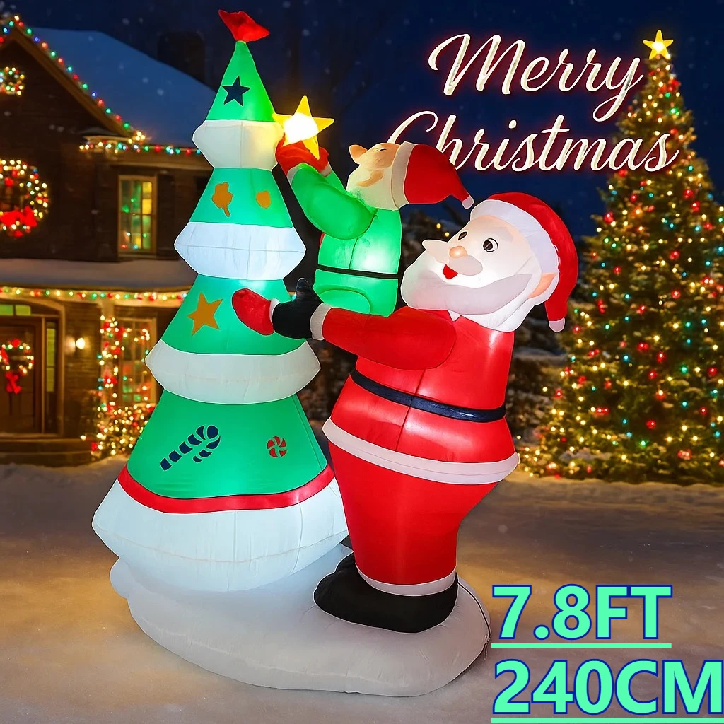 7,8 pies LED Navidad vacaciones patio decoraciones decoración navideña juguete suministros adornos regalos inflable Santa elfo decoración árbol