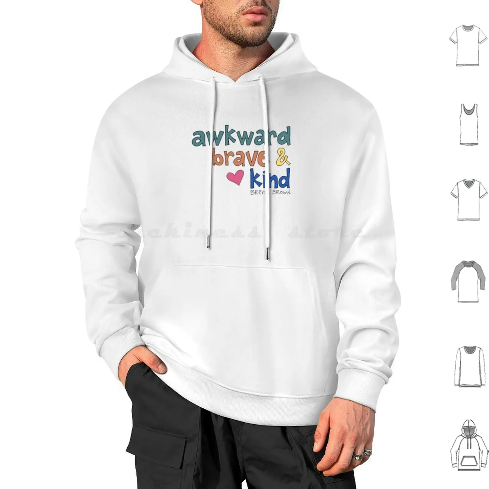 Awkward , Brave _ Amp _ Kind-Brene Brown Vinyl Hoodie cotton Long Sleeve Dead Poets Society Movie Robin Williams Neil