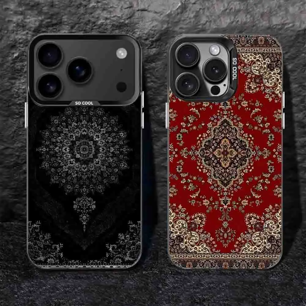 Persian Carpet Floral Pattern Phone Case For Samsung S25 FE S24 Plus S23 Ultra S22 S21 20 A70 A30 Black Matte Shockproof Cover