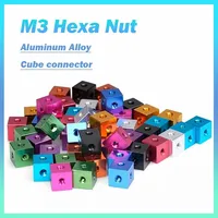 10Pcs M3 x 10 x 10 x 6mm/10mm  Cube Connector Aluminium Alloy Anodized Fixing Bracket 6 way Square Spacer Standoff Tee