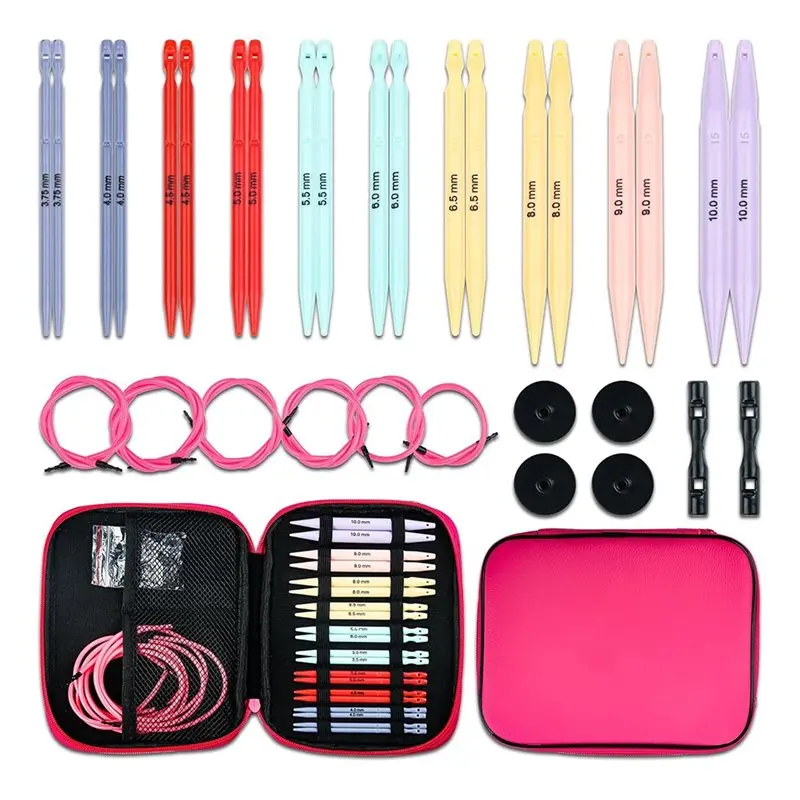 

【FAVORITE!】Interchangeable Circular Knitting Needles Set(Plastic)- 10 Sizes 3.75Mm To 10Mm, For DIY Hand Knitting Tools
