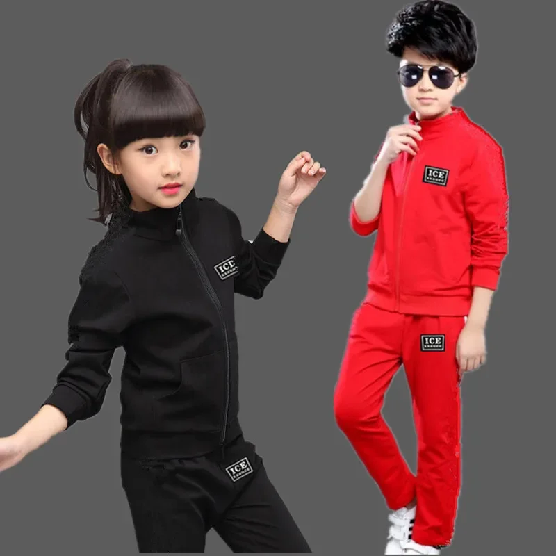 2023 teens autumn winter Girls boys Teenager tracksuit sport unsex zipper Coat Jacket + sportswear pants 5 6 7 8 9 10 11 year