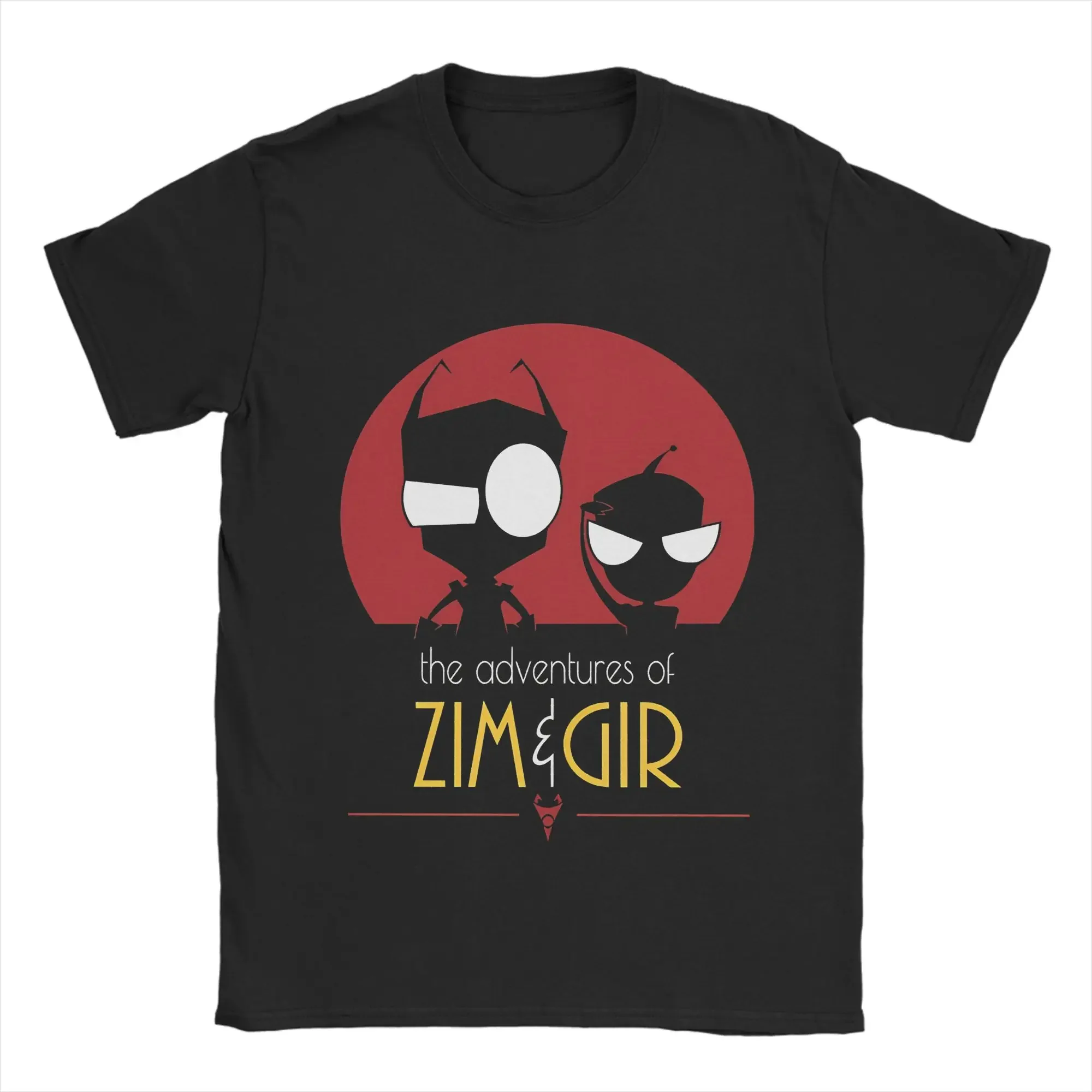 

Funny Invader Zim and Gir Graphic Tee Cartoon Print Cotton Crew Neck Short Sleeve T-Shirt For Men