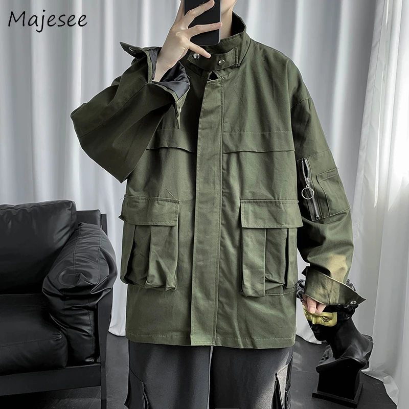 

Jackets Men Handsome Multi Pockets New-fashion Ulzzang Baggy Retro All-match Streetwear Ins Stylish Tooling Teens Chaqueta Daily