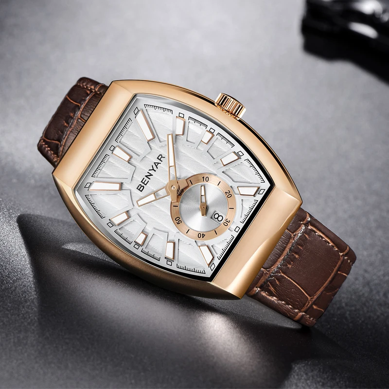 Top Luxury BENYAR NEW Quartz Mens Watches Brand Men Military Leather Male Sports Watch Hour Date Waterproof Relogio Masculino