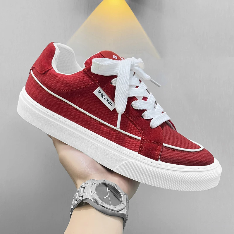 

Cheap Red Skateboard Shoes Man Low Top Canvas Vulcanize Shoes for Men Breathable Fashion Men's Casual Sneaker zapatillas de lona