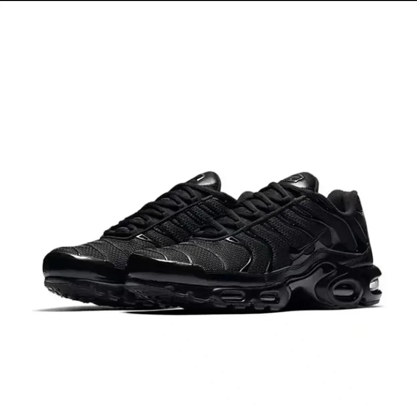 Nike Air Max Plus TN Men and Women Running Shoes Retro Triple Black Low Top Unisex,Height Increasing Sports Shoes