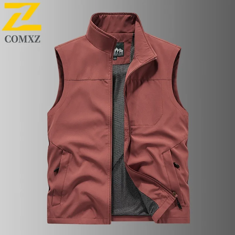 

COMXZ Autumn Mens Waistcoat Classics Stand Collar Travel Windproof Coat Casual Solid Color Block Lightweight Fashion Vests​
