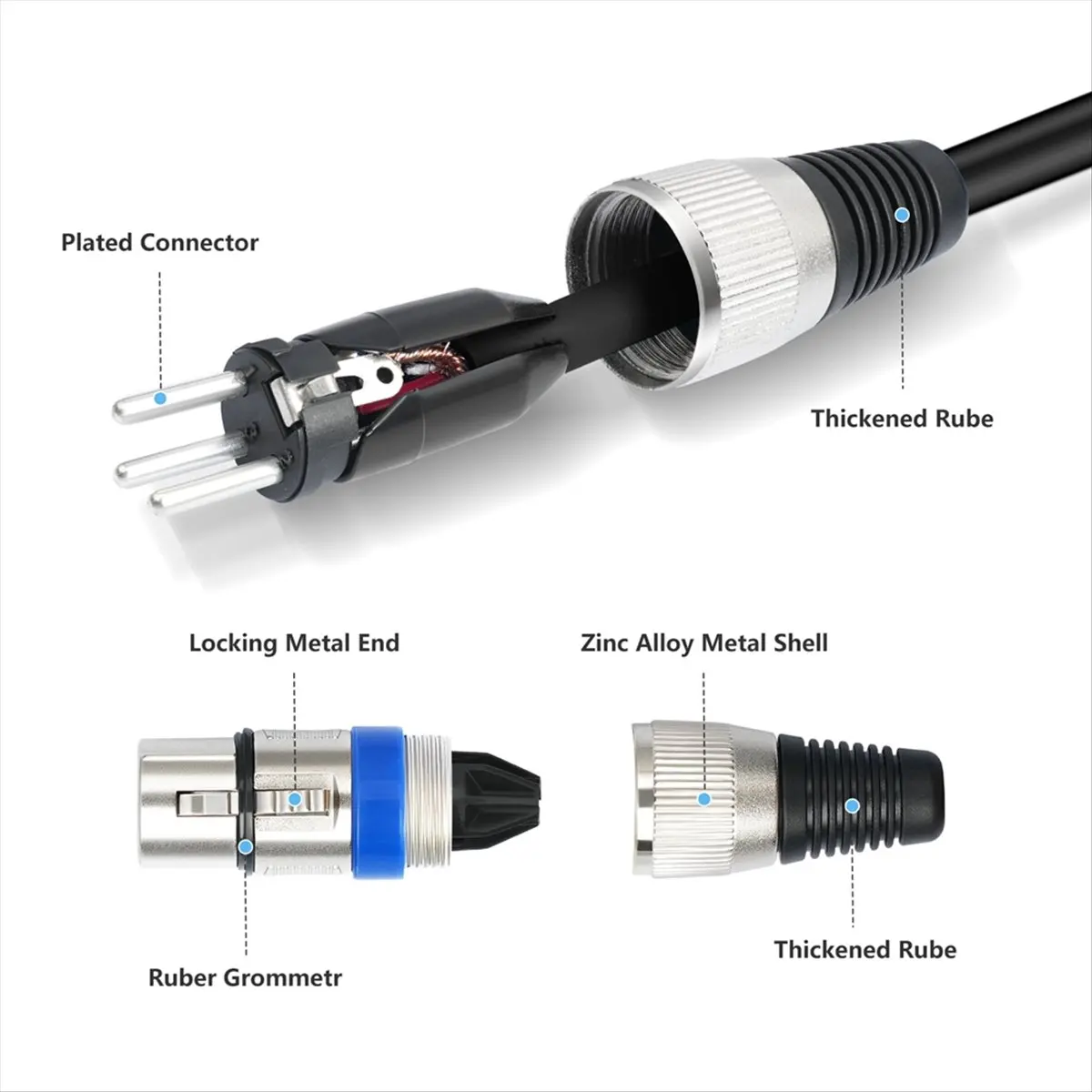 ABGN 10PCS DMX512 XLR Cable Male to Female Audio Cable 3 Pin Cable for Microphone Mixer Amplifier 1.5m
