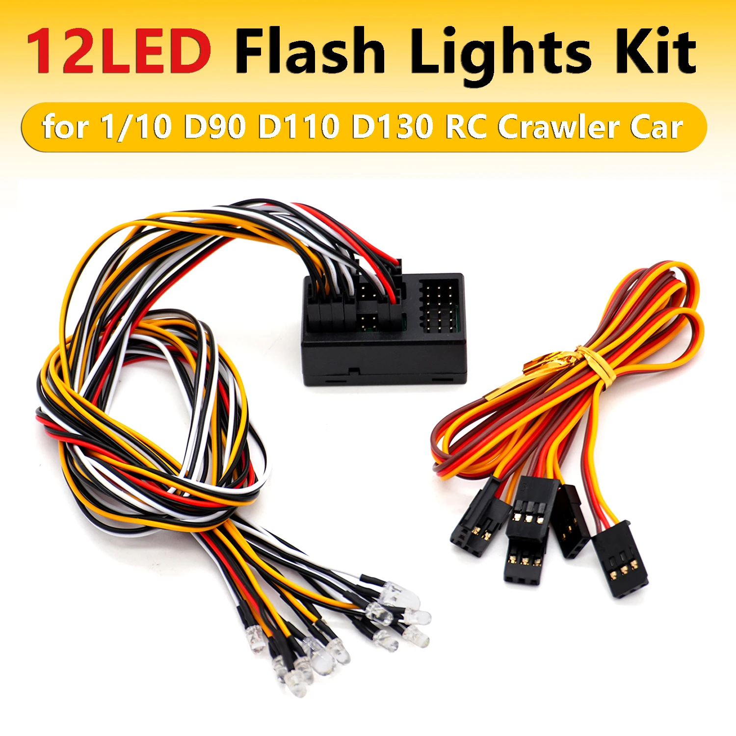 RC Simulate car lights 12 LED Flash Lights Kit for 1/10 D90 D110 D130 Defender Cherokee Wrangler RC Drift On-Road Crawler Cars