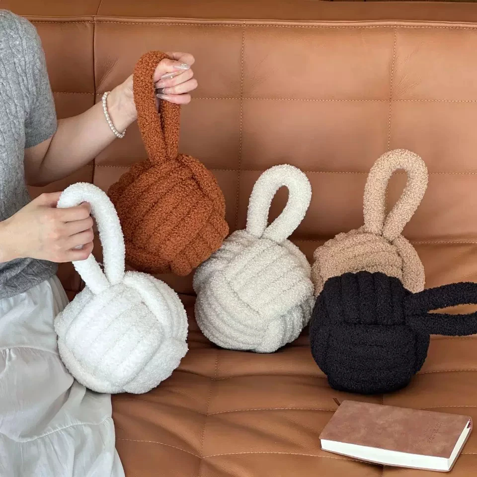 Cute Spherical Fleece Door Stopper Hanging Door Knob Bumper Noise Reduction No Drilling Home Decor Gift