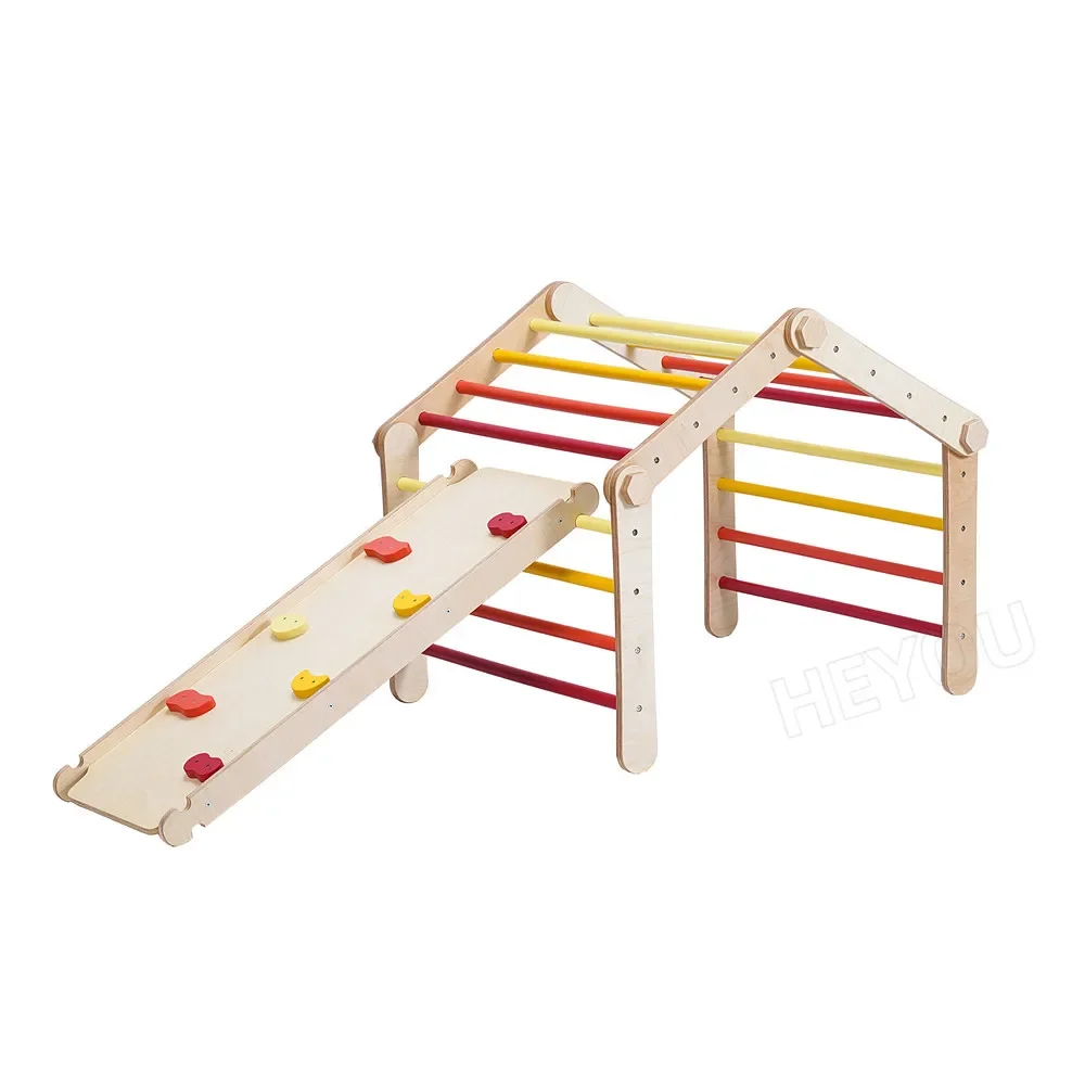 

Convertible Kids Wooden Climbing Triangle Folding Large Climbing Frame Play Gym Toddler Montessori Indoor Playground