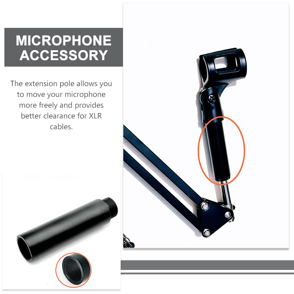 

1 set Microphone Stand Set 3/8 to 5/8 Inch Boom Arm Extension Tube Accessories Desk Holder Adapter Aluminum Practical