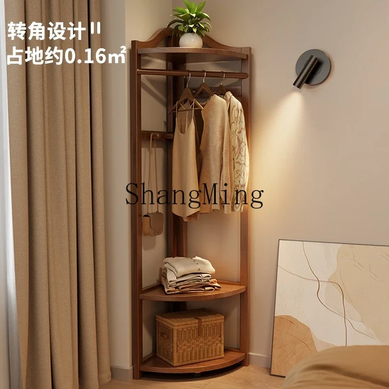 

SM solid wood corner coat rack floor-to-ceiling bedroom simple storage household corner hanging clothes rack