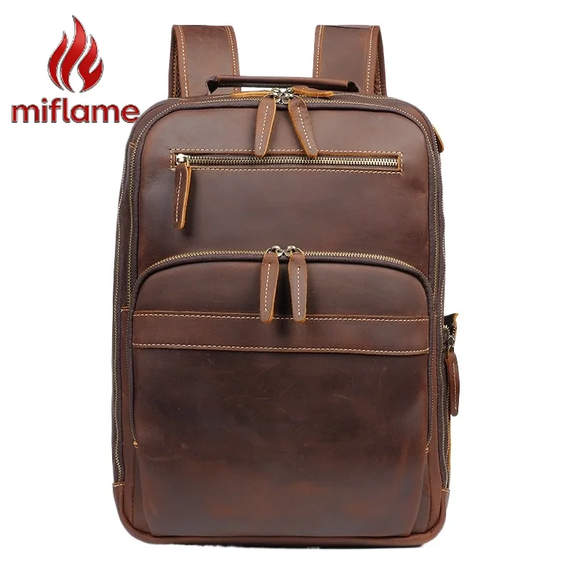 

Backpack with Vintage Genuine Leather Unisex for Students Travel and Business Commuting School Office Fashion Stylish