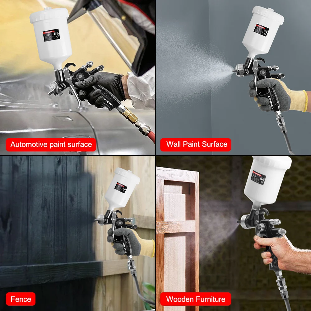 AEROPRO Professional 1.3mm HVLP Gravity Feed Spray Gun Ldeal For Precise High Quality Water-Based Car Furniture Wall Painting