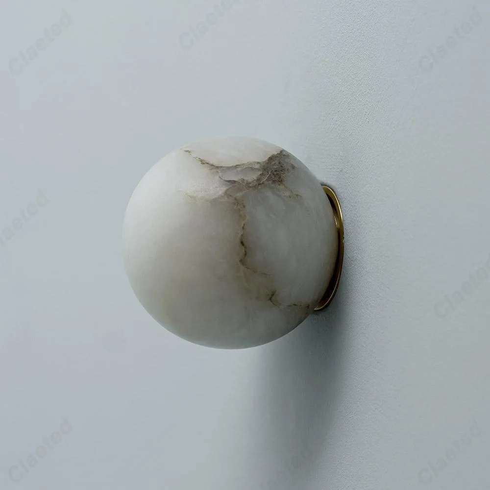 Simple Retro LED European Marble Ball Wall Lamp Living Room Dining Room Corridor Bedroom Bedside Decorative Lighting