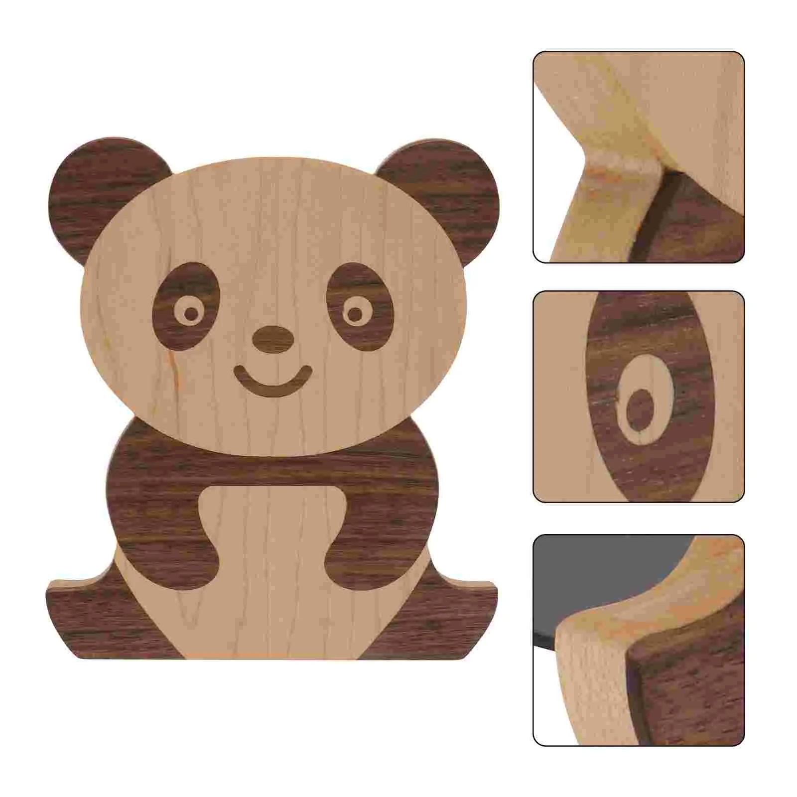 

2 Pcs Panda Book Stand Office Ornaments for Kids Holders Wooden Bookshelf Supply