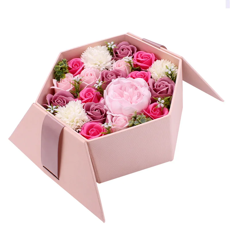 Valentine's Day Rose Gift Box Hexagonal Box Soap Flower 520 Gift For Girlfriend