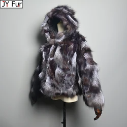 2024 New Winter Women Real Fox Fur Coat 100% Natural Fur Jacket Fox Fur Collar Fashion Luxury Thick Warm Lady Outerwear