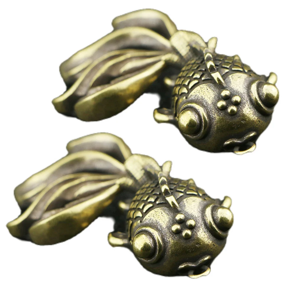 

2 Pcs Novelty Goldfish Key Accessories Keychain Pendant Charm Cute Brass Charms