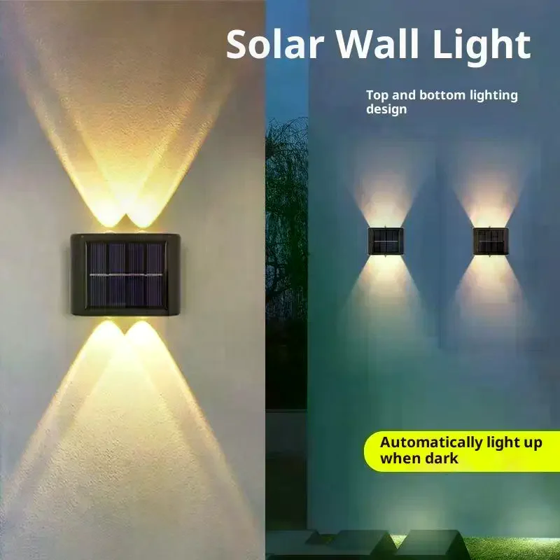 4-10 LED مصباح للطاقة الشمسية في الهواء الطلق أضواء الجدار مقاوم للماء لحديقة ساحة ديكور المشهد صعودا وهبوطا الإضاءة المضيئة 1 قطعة